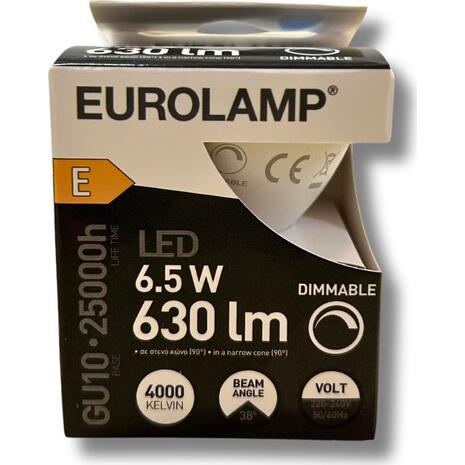 Λάμπα LED Eurolamp GU-10 LED Dimmable 6.5W Ουδέτερο Λευκό